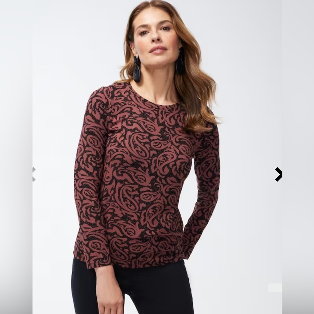 CHICO’S Touch Of Cool Paisley Layering Tee Size XL